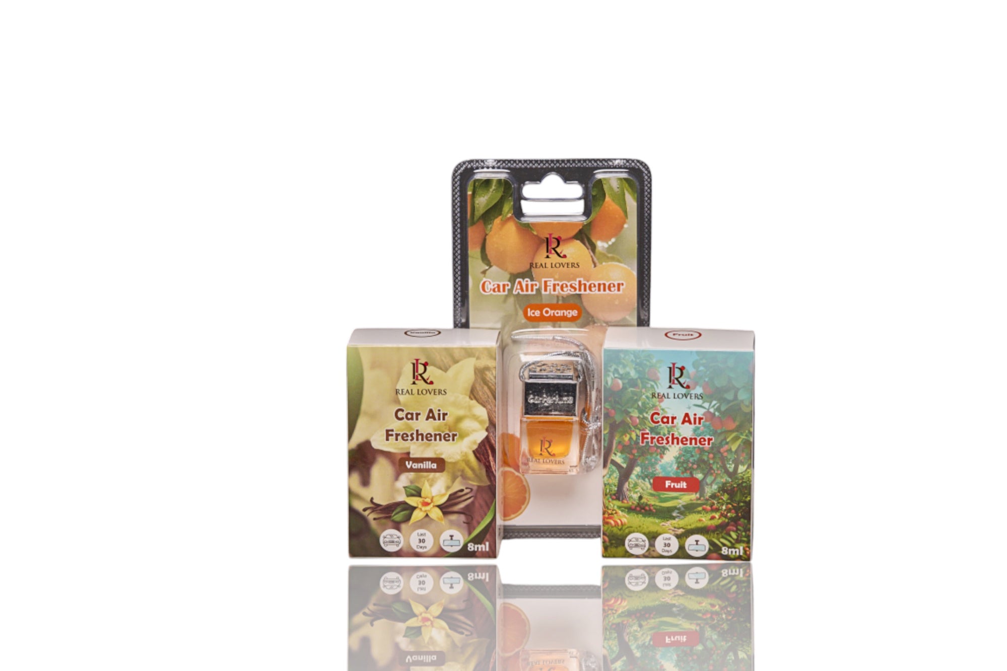 MIX CAR AIR FRESHENER VANILLA + FRUIT + ICE ORANGE