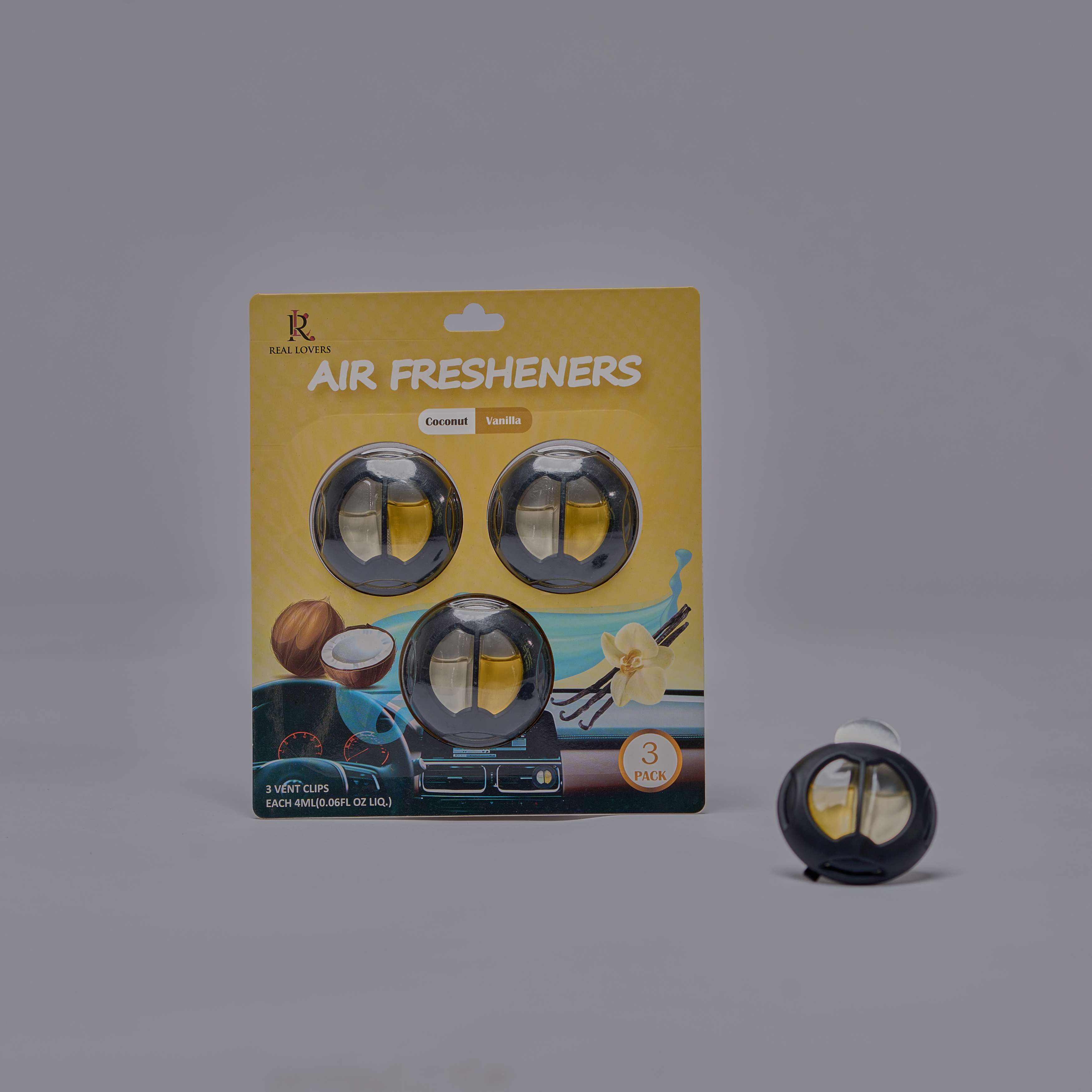 Car Air Freshners Real Lovers, 3 Vent Clips Air Freshener for Car
